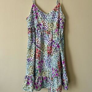 Everly Floral Ruffle Bottom Spaghetti Strap Dress Sz Small Coquette Feminine